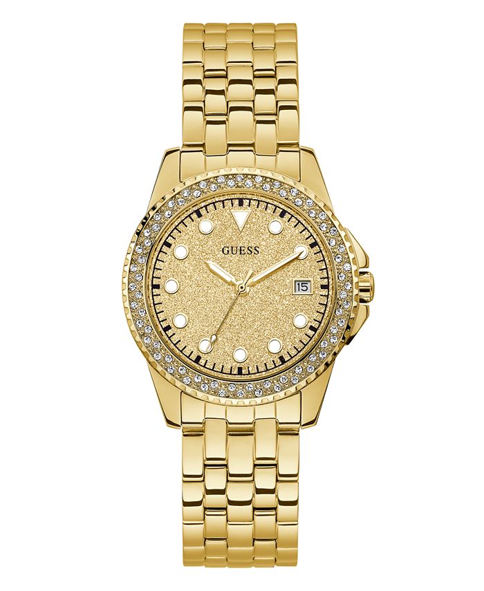 GUESS Women's Gold-Tone Stainless Steel Glitz Watch, 36mm - Macy's