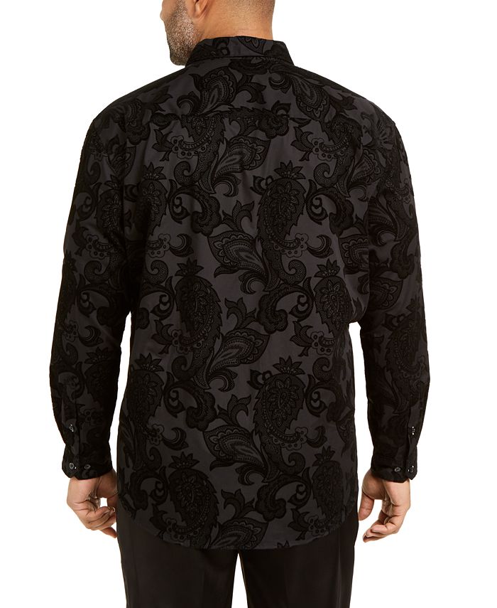 INC International Concepts INC Men's Big & Tall Flocked Paisley Shirt ...