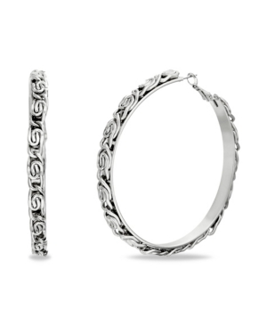 image of Steve Madden Large Snail Chain Hoop Earrings 2.9