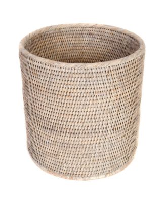 Artifacts Trading Company Rattan Round Waste Basket with Metal Liner