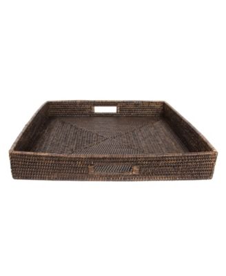 Shop Artifacts Trading Company Rattan Square Ottoman Tray Collection In Honey Brown