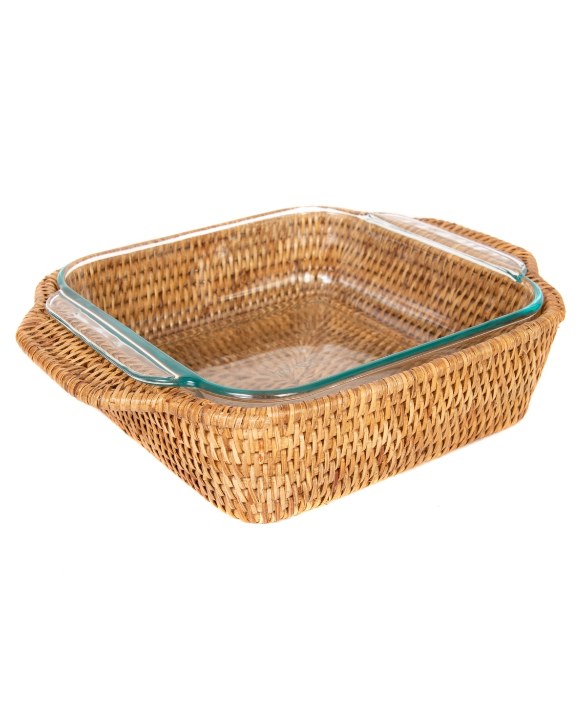Shop Artifacts Trading Company Artifacts Rattan Square Baker Basket With Pyrex In Honey Brown