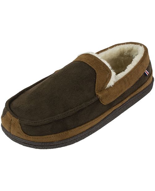 Izod Men S Two Tone Moccasin Slippers With Memory Foam
