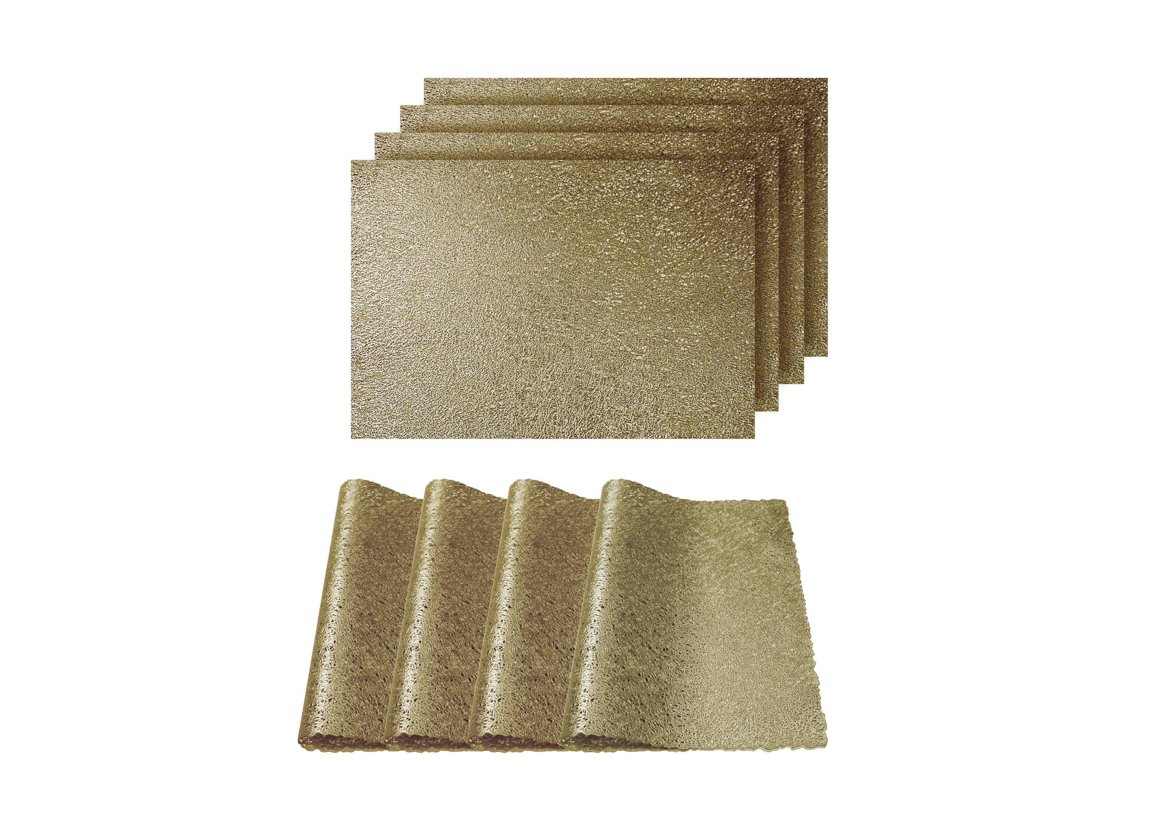 Dainty Home Reversible Metallic Lacey Place Mats Slip Resistant 12" x 18" Placemats - Set of 4