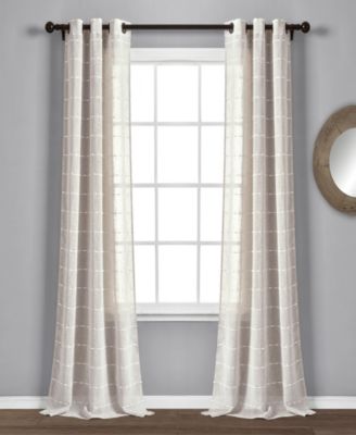 Lush Decor Farmhouse Textured Grommet Sheer Window Curtain Panels