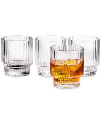 CLOSEOUT! Hotel Collection Fluted Double Old-Fashioned Glasses, Set of ...