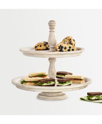 Martha Stewart Collection Garden Party Whitewashed Wood 2-Tier Server, Created for Macy's