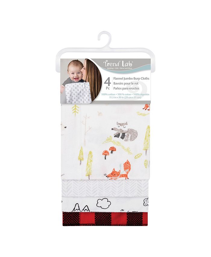 Trend Lab - Buffalo Check Woodland Flannel Burp Cloth 4-Pack