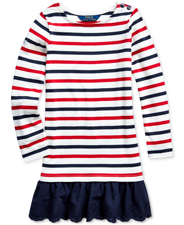 Polo Ralph Lauren Little Girls Striped Cotton Jersey Dress - Macy's