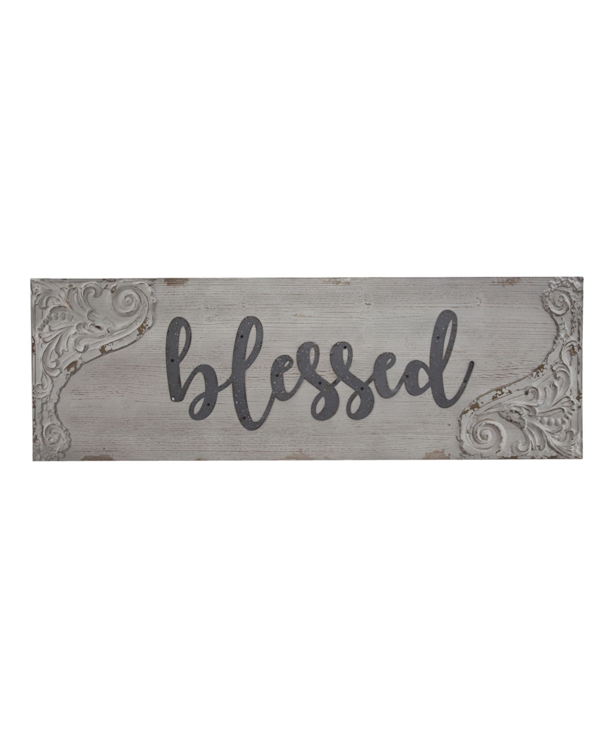Crystal Art Gallery American Art Decor Vintage-like Wood Blessed Sign In Gray