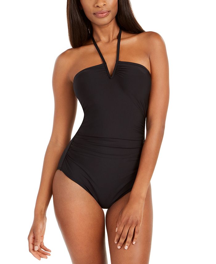 Calvin Klein Solid V-Wire Halter-Neck One-Piece Swimsuit & Reviews -  Swimsuits & Cover-Ups - Women - Macy's