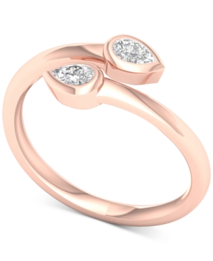 image of Diamond Pear Bezel Bypass Ring (1/5 ct. t.w.) in 10k Rose Gold