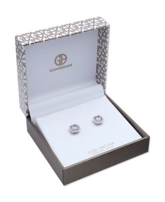 Multi Colored Cubic Zirconia Cushion Shape Stud Earring in Sterling Silver