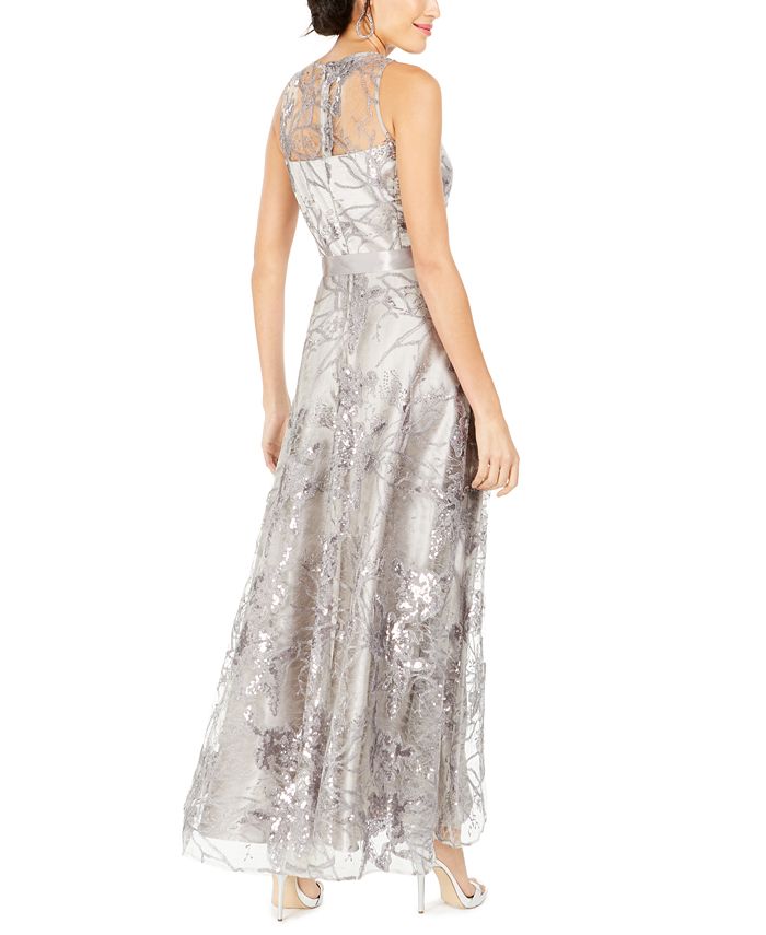 Tahari ASL Sequined Lace High-Low Gown - Macy's