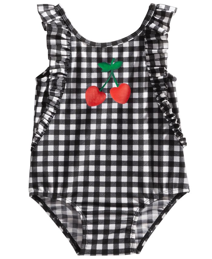 First Impressions Baby Girls 1 Pc. Gingham Print Cherries Swimsuit