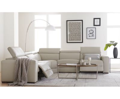 Nevio Leather Power Reclining Sectional Sofa with Articulating Headrests Collection, Created for Macy's