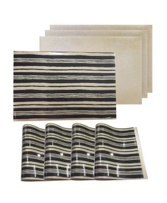 Reversible Metallic Place Mats Non-Slip Jagged 12" x 18" Placemats - Set of 4
