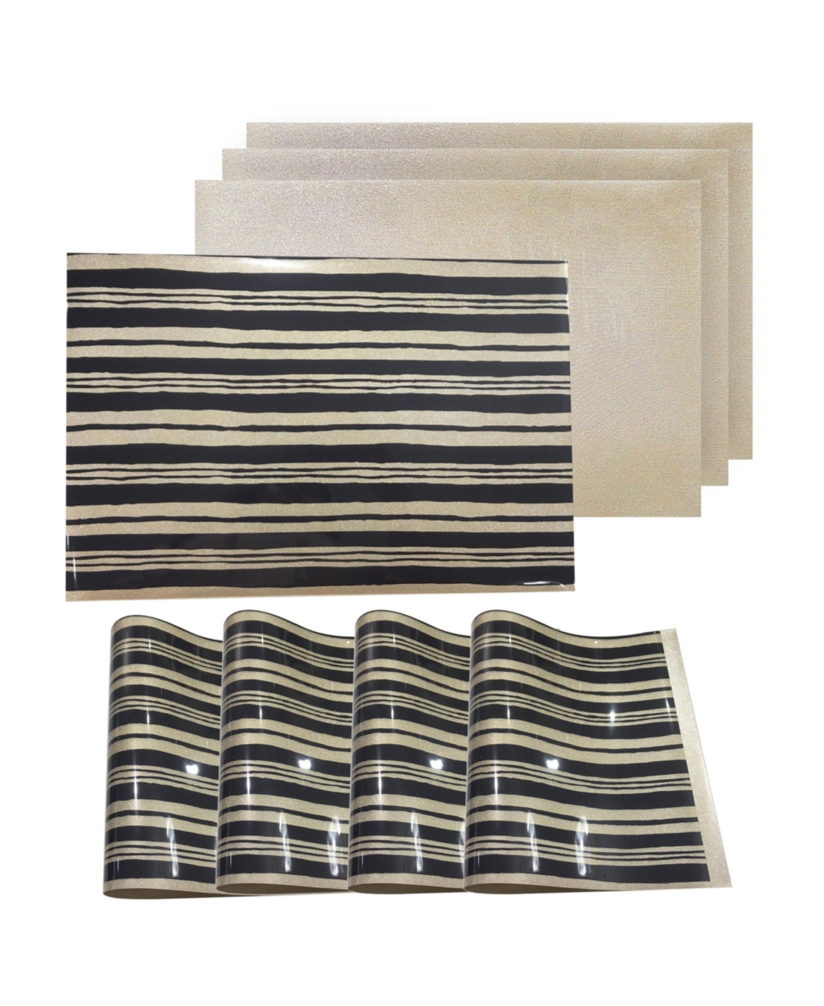Dainty Home Reversible Metallic Place Mats Non-Slip Jagged Placemats - Set of 4