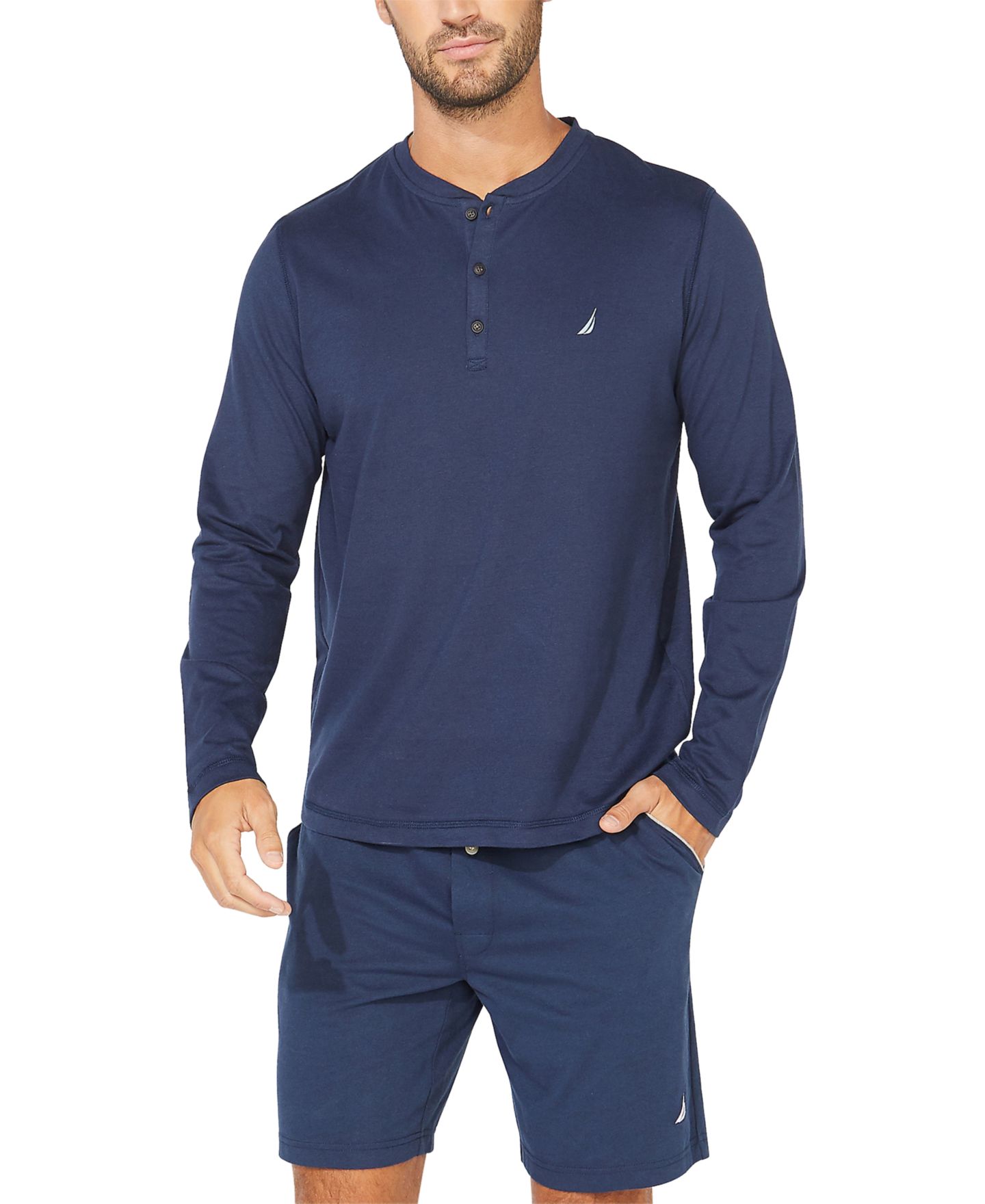 Пижамный топ Breathable для мужчин, длинный рукав — Nautica, цвет: Тёмно-синий — фото 2