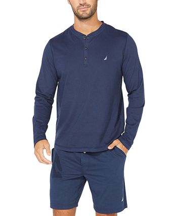 Nautica men's long top sleeve henley pajama top