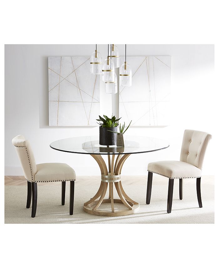 Furniture Sheffield 54" Glass Top Round Dining Table & Reviews Furniture Macy's