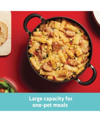 Symmetry Hard-Anodized Nonstick Induction Casserole Pan with Lid, 5.5-Quart, Black