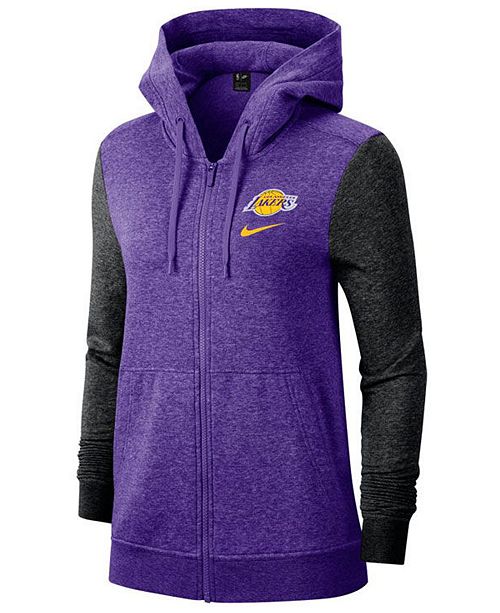 Nike Women S Los Angeles Lakers Full Zip Club Fleece Jacket