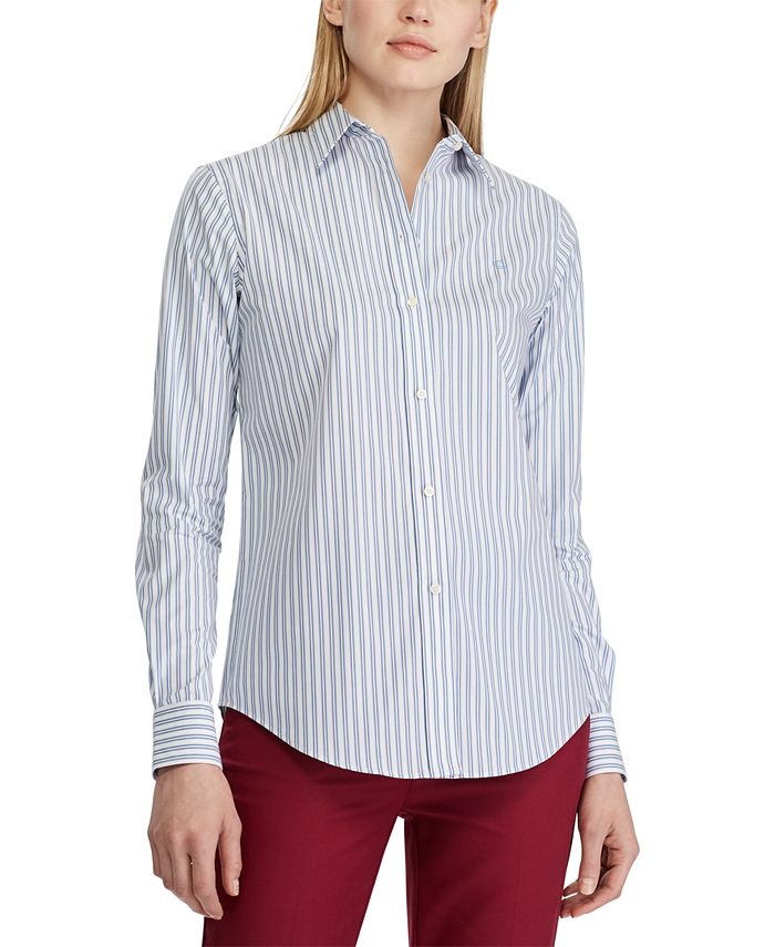 Lauren Ralph Lauren Petite Easy Care Stretch Cotton Shirt - Macy's