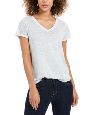 New Basic House Women/'s Blue Top Scoop Neck Casual Short Sleeve Shirt Sz Medium