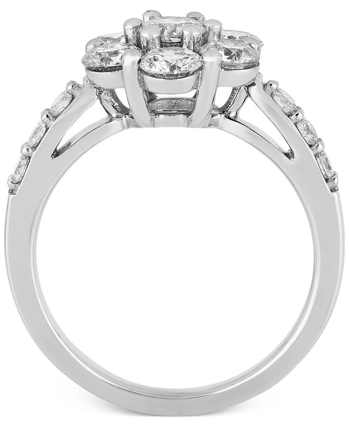 Macy's Diamond Flower Cluster Engagement Ring (2 ct. t.w.) in 14k White