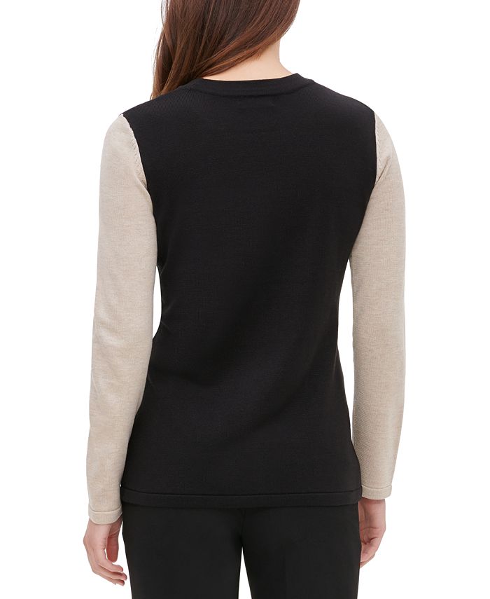 Calvin Klein Colorblocked Sweater & Reviews - Sweaters - Women - Macy's