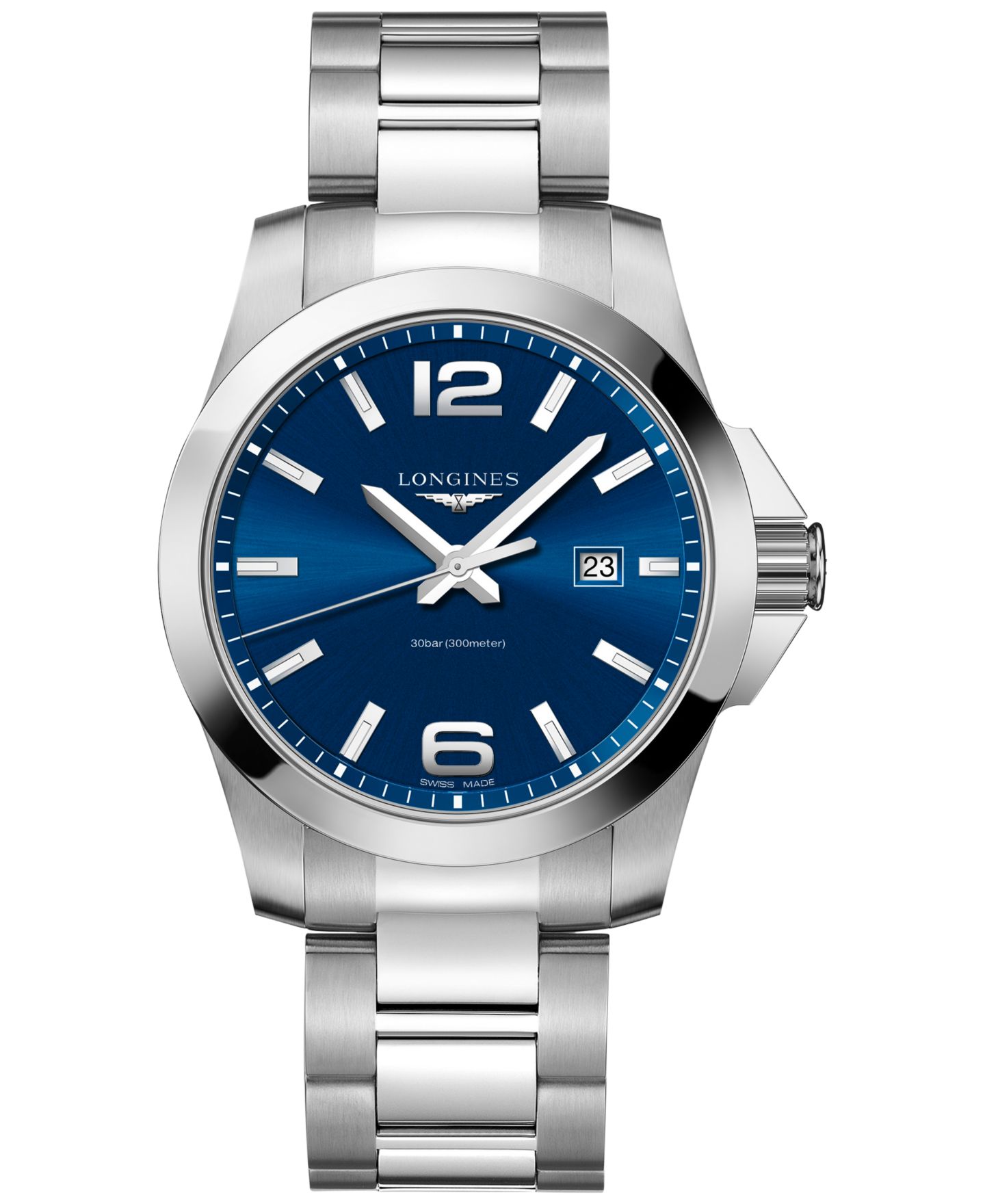Мужские часы Longines Conquest Stainless Steel Bracelet Watch 43mm L37604966 — фото 1