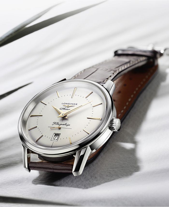 Longines Men's Swiss Automatic Flagship Héritage Brown Alligator