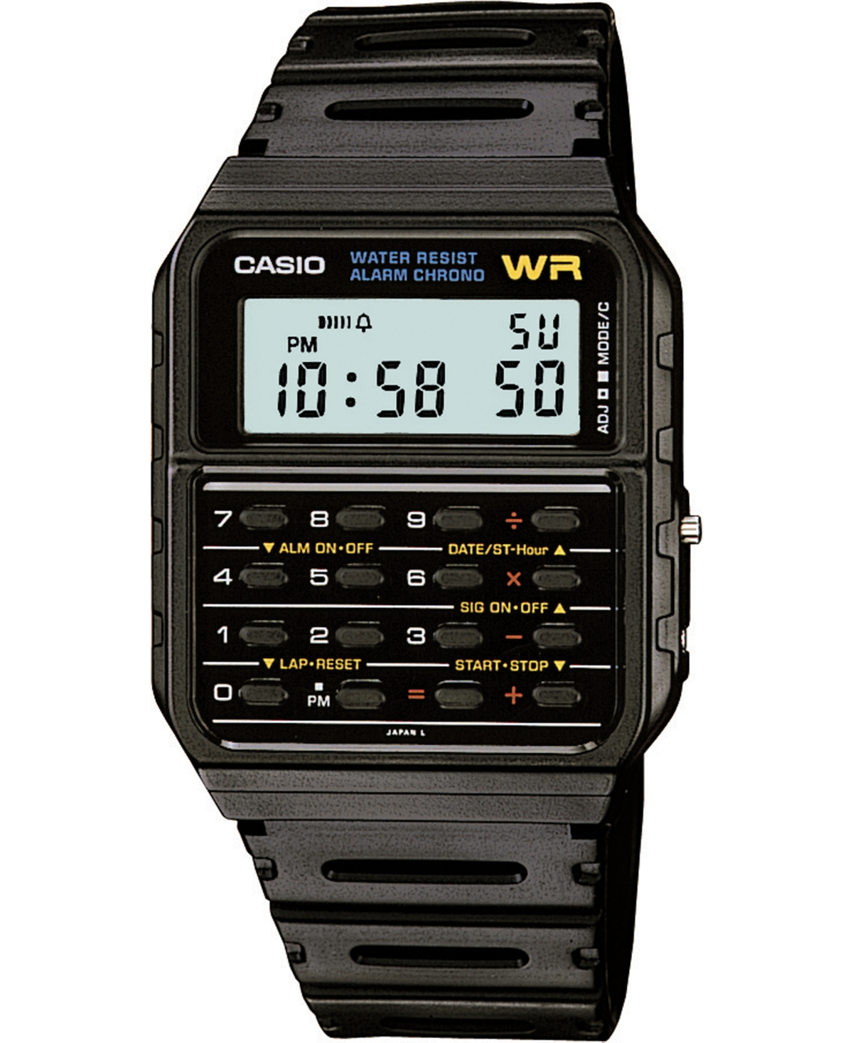 Unisex Digital Calculator Black Resin Strap Watch 35mm - Black