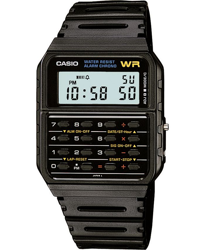 Casio Unisex Digital Calculator Black Resin Strap Watch - Macy's