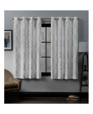 Belmont Embroidered Woven Blackout Grommet Top Curtain Panel Pair