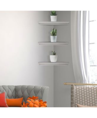 American Art Decor Wood Floating Corner Shelves, Set of 3