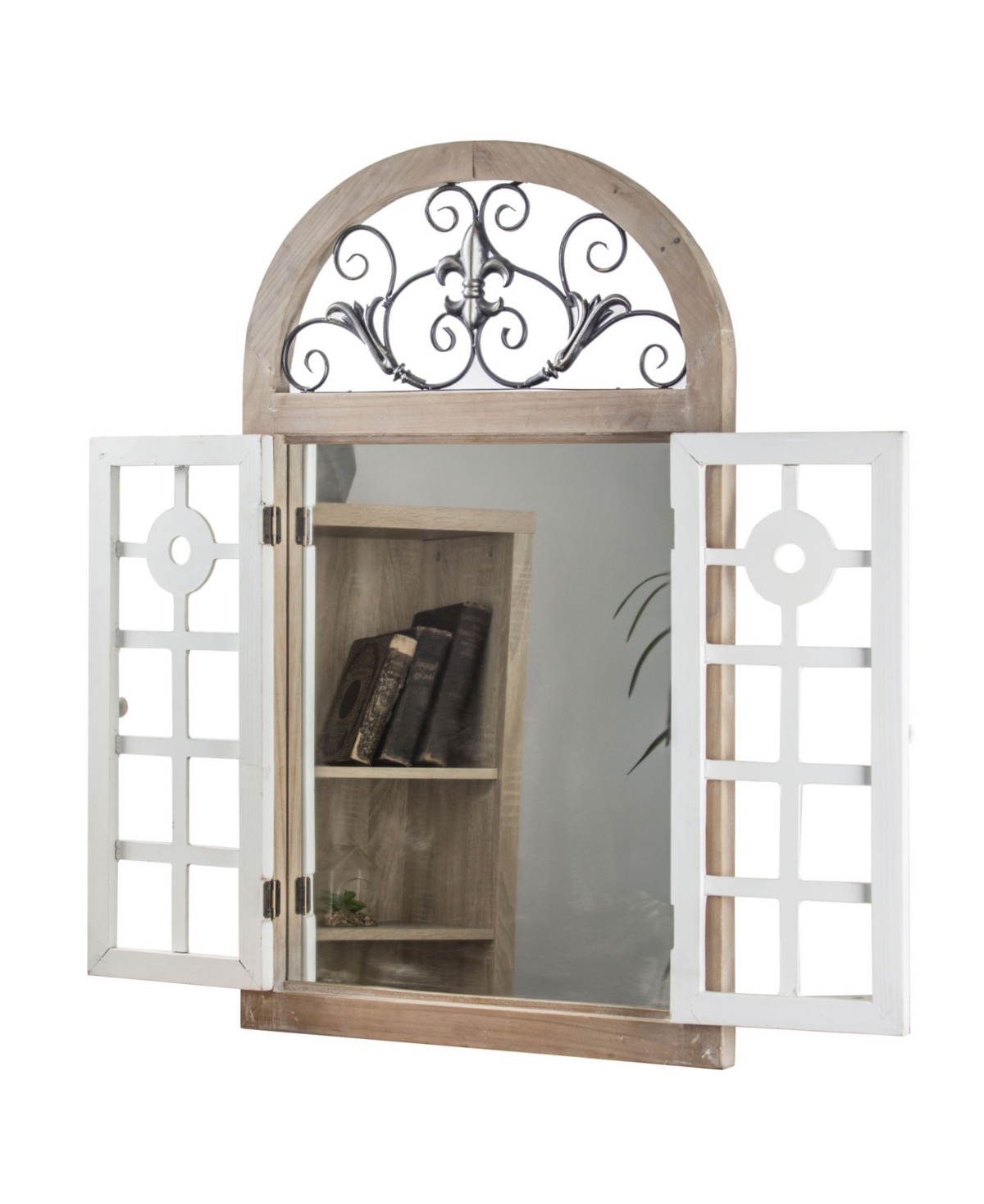 American Art Decor Rustic Cathedral Arch Window Shutter Wall Vanity Mirror