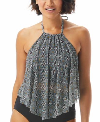 Coco Reef Aura Printed Mesh Underwire Tankini Top - Macy's