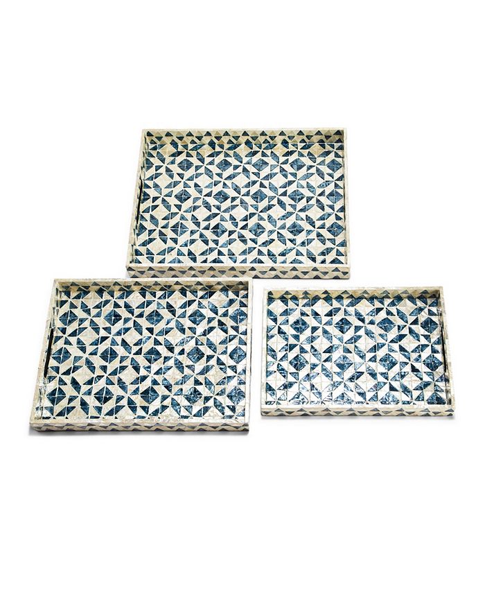 Two's Company Geometric Mother of Pearl Gallery Trays Set of 3 Macy's