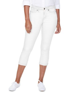 white stretch capri jeans