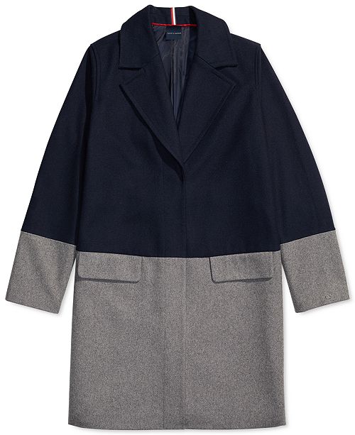 Tommy Hilfiger Women S Wool Coat With Hidden Snap Closure
