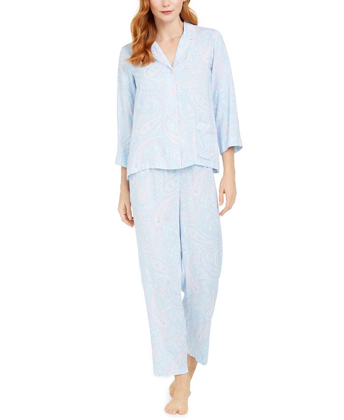 Miss Elaine Paisley-Print Woven Pajamas Set - Macy's
