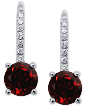 image of Blue Topaz (1-3/4 ct. t.w.) & Diamond (1/10 ct. t.w.) Drop Earrings in 14k White Gold (Also available in Rhodolite Garnet)