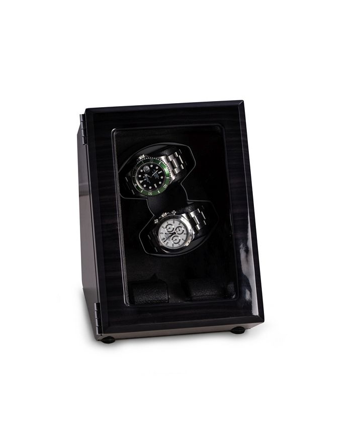 Bey-Berk High Lacquer 2 Watch Winder and 2 Watch Storage Case with ...