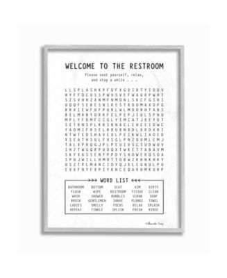Stupell Industries Black and White Restroom Crossword Puzzle Sign 11