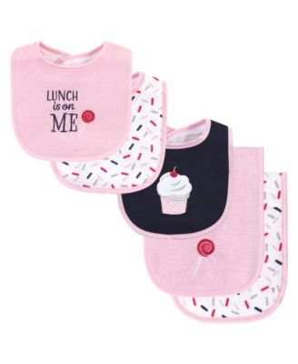 Baby Girls Cotton Terry Bib and Burp Cloth Set