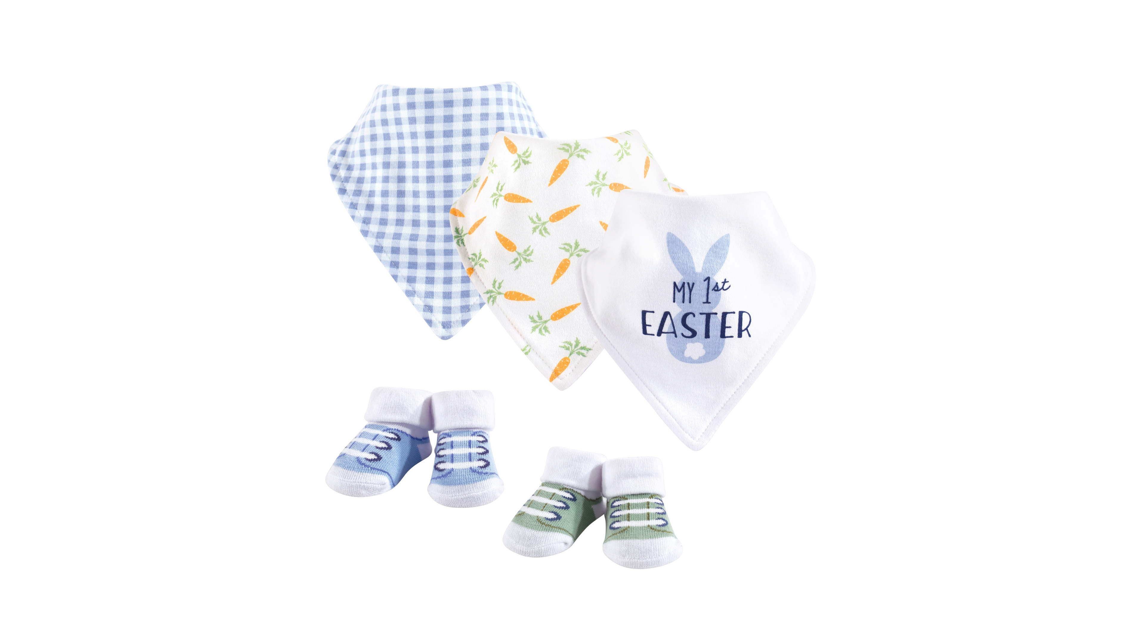 Hudson Baby Boys Soft Cotton Bib and Sock Pair