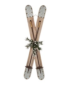 Christmas Wooden-Galvanized Ski Decor