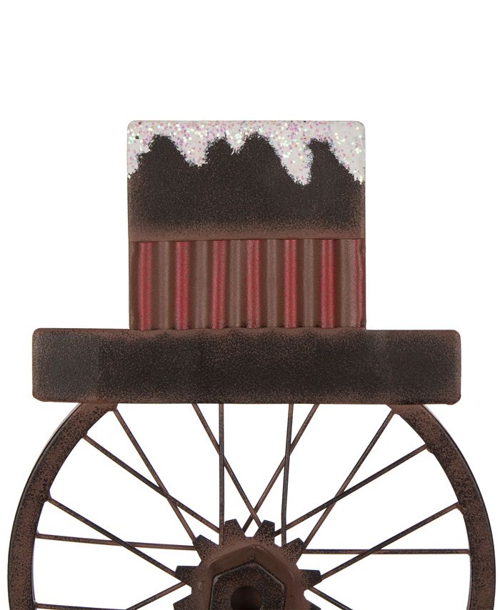 Glitzhome Metal Bike Wheel Snowman with Plaid Scarf Porch Decor KD Macy's